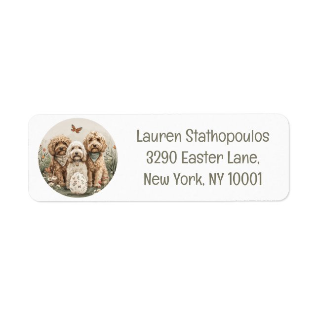 Etiqueta Cachorros de Goldendoodle páscoas (Frente)