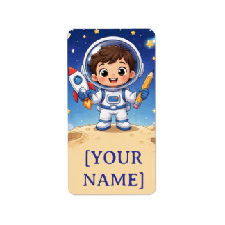 Etiqueta Caderno Escolar Pronto para Explorar do Astronauta