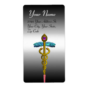 Etiqueta CADUCEUS, ametísta de ouro vibrante