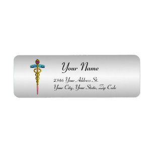 Etiqueta CADUCEUS, ametista de ouro vibrante, metálico de p