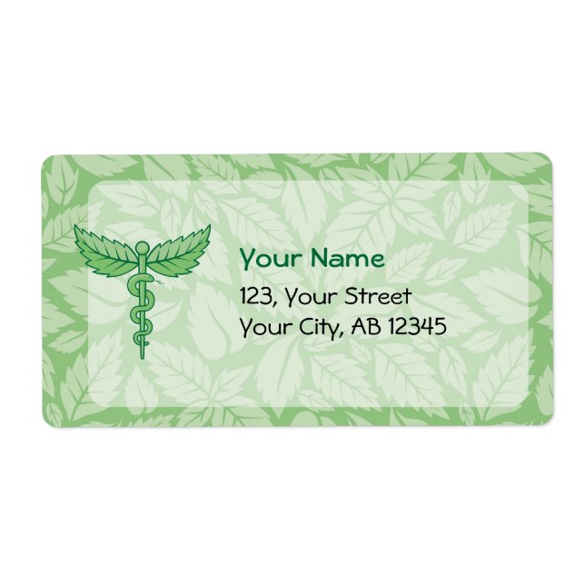 Etiqueta Caduceus com Rótulo de Fundo das Folhas (Frente)