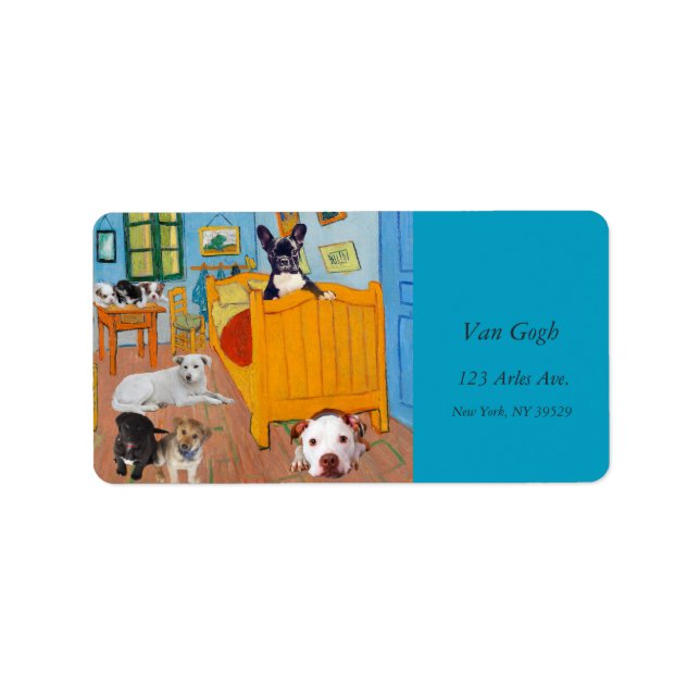 Etiqueta Cães bonitos no quarto v1 de Van Gogh (Frente)