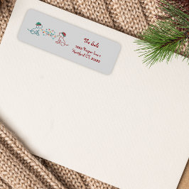 Etiqueta Cães brincando com a morada das luzes de Natal