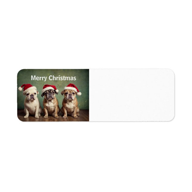 Etiqueta Cães de Natal Feliz (Frente)