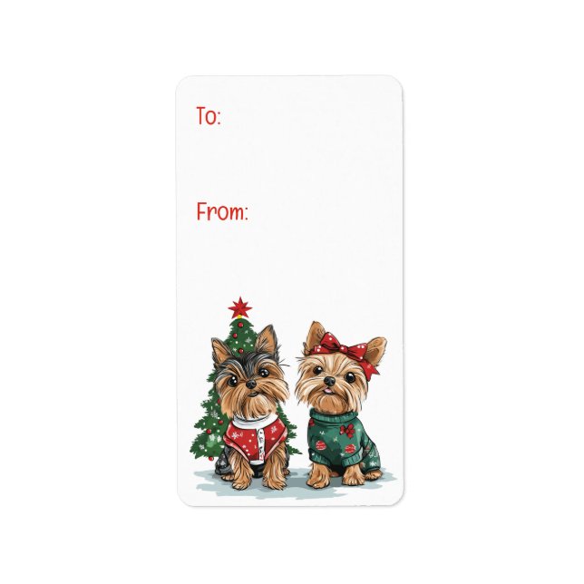 Etiqueta Cães Yorkie de Natal (Frente)