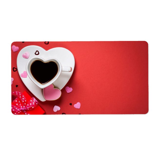Etiqueta Café Com Caixa De Presente Vermelho E Biscoito (Frente)