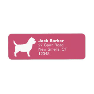 Etiqueta Cairn Terrier Dog Breed Silhouette Return Endereço