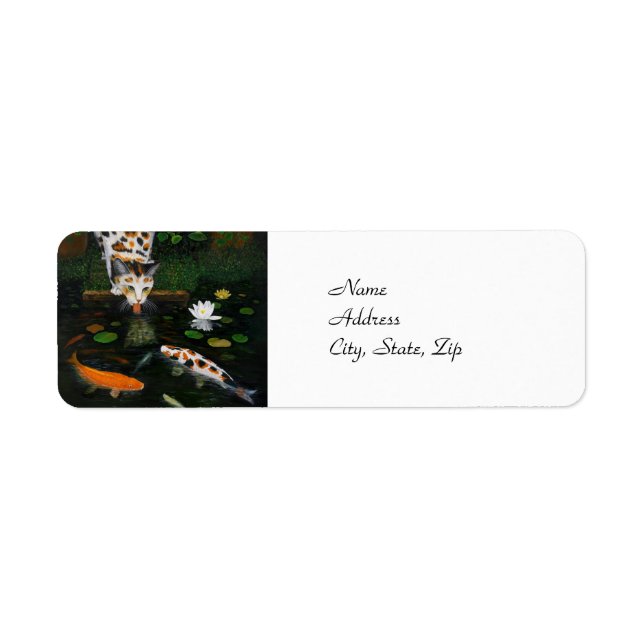 Etiqueta Calico Cat e Koi Fish (Frente)