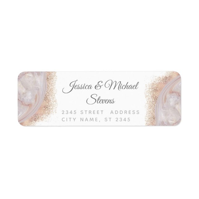 Etiqueta Caligrafia de agate rosa de pérolas (Frente)