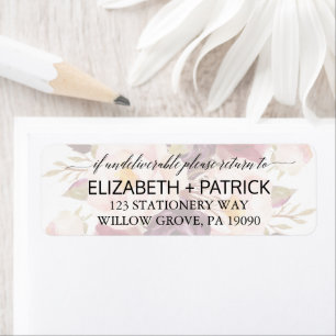 Etiqueta Caligrafia Elegante   Casamento Floral Desvanecido