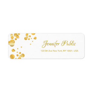 Etiqueta Caligrafia Script Elegante Modelo Confetti Dourado