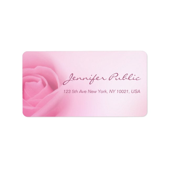 Etiqueta Caligrafia Script Modelo Moderno Rosa Rosa Chic (Frente)