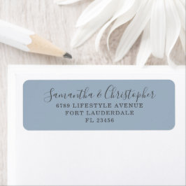 Etiqueta Caligrafia Simples Casamento Azul Empoeirado