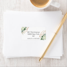 Etiqueta Caligrafia Simples Verde Russo Casamento Floral