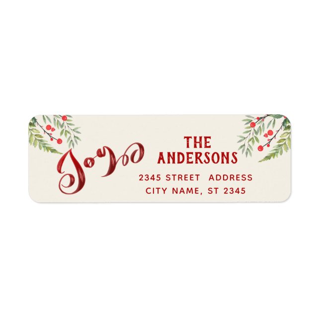 Etiqueta Caligrafia vermelha alegria verde sagrado (Frente)