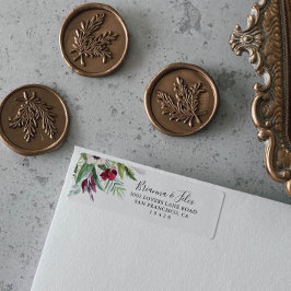 Etiqueta Calligrafia Endereço de Retorno Floral Colorido Tr