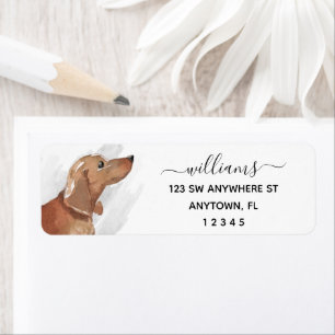 Etiqueta Calligrafia Tan Dachshund Return Endereço