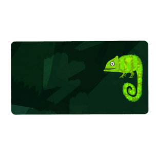 Etiqueta Camaleão bonito verde