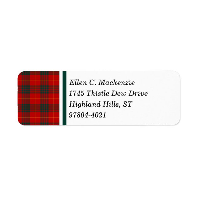 Etiqueta Cameron Clan Bright Red Scottish Tartan (Frente)