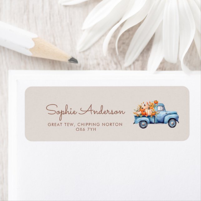 Etiqueta Caminhão Chá de fraldas Azul Pumpkin (Insitu)