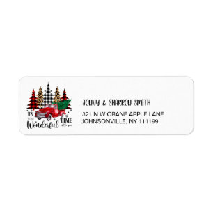 Etiqueta Caminhão de Natal Vermelho e Bonito