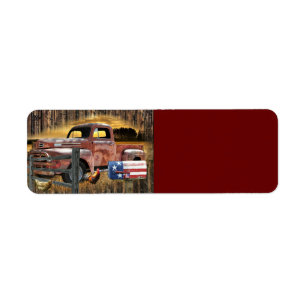Etiqueta Caminhão Vermelho Antiquado Vintage Caminhão Faz