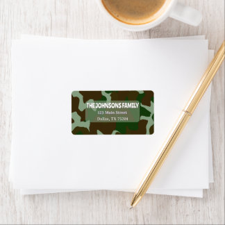 Etiqueta Camouflage Green & Dark Brown Return Address Label