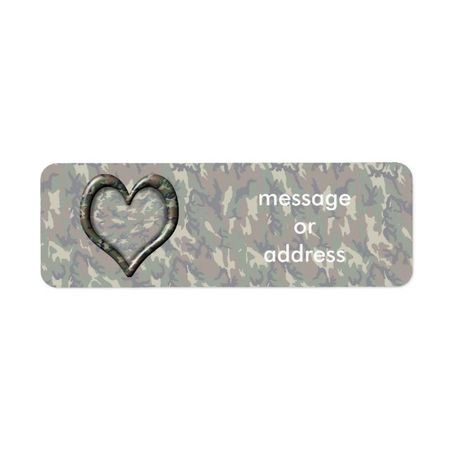 Etiqueta Camouflage Heart - Woodland (Frente)