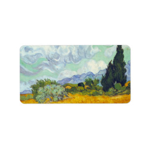 Etiqueta Campo de milho com o Cyprusses por Vincent van