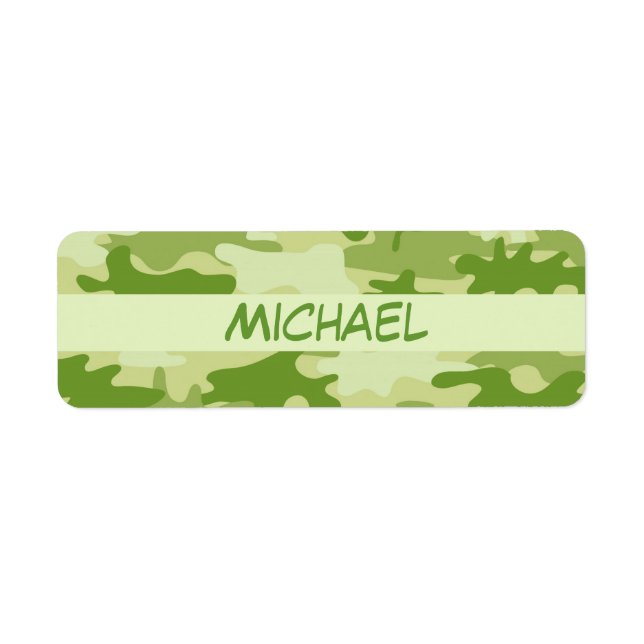 Etiqueta Camuflagem Verde-Oliva Escuro Nome Personalizado (Frente)