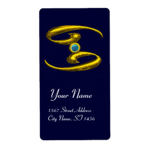 Etiqueta CANCER ZODIAC ANIVERSÁRIO JOIA Azul Opale Dourado