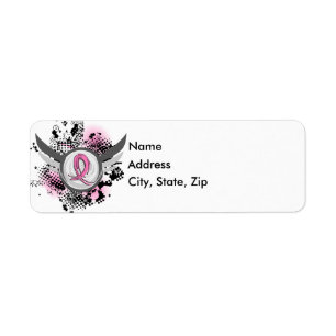 Etiqueta Cancro da mama cor-de-rosa da fita e das asas