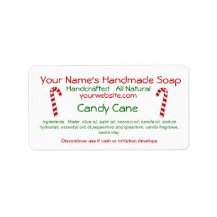 Etiqueta Candy Cane Handmade Christmas Soap Labs