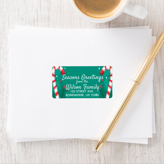 Etiqueta Candy Cane Mint Natal Seasons Saudações (Insitu)