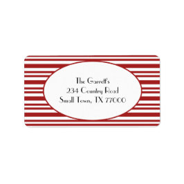 Etiqueta Candy Cane Stripe Red Christmas Address