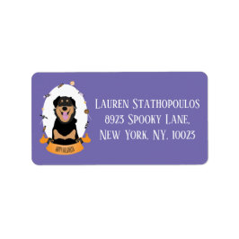 Etiqueta Candy Portrait Rottweiler Cachorro Laranja Roxo