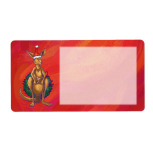 Etiqueta Canguru de Natal no Vermelho
