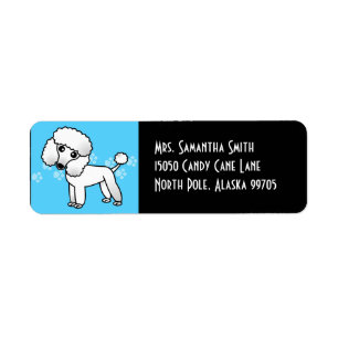 Etiqueta Caniche branca bonito - azul e preto