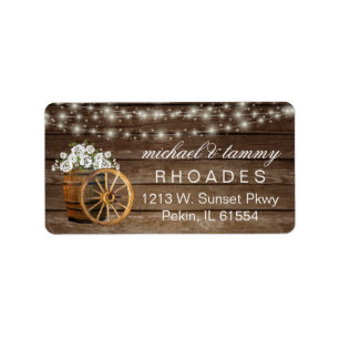 Etiqueta Cano de Madeira Rústico e Flores Brancas