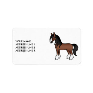 Etiqueta Cantinho de Gypsy Vanner Clydesdale Cartoon Horse