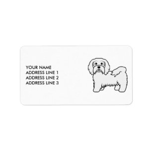 Etiqueta Cão-de-Cartoon Branco e Texto Personalizado