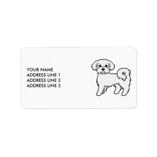 Etiqueta Cão De Cartoon Em Branco Maltês E Texto Personal