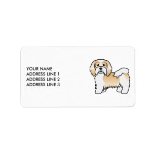 Etiqueta Cão De Cartoon Fawn E White Havanese E Texto Pers