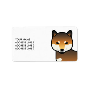 Etiqueta Cão e Texto Personalizado do Sesame Vermelho Shiba