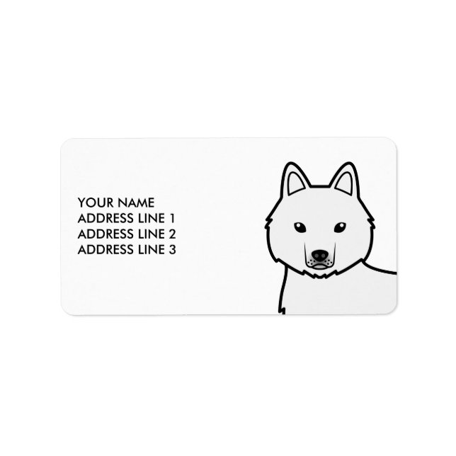 Etiqueta Cão Husky Siberiano Branco & Texto Personalizado (Frente)