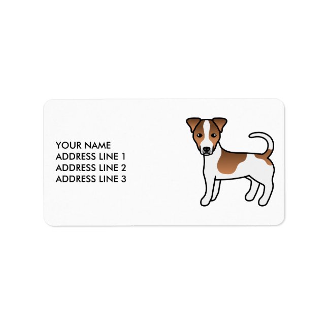 Etiqueta Cão Terrier Jack Russell de Casaco Liso Marrom & T (Frente)
