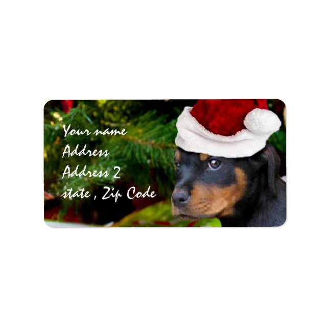 Etiqueta Cãozinho Rottweiler de Natal (Frente)