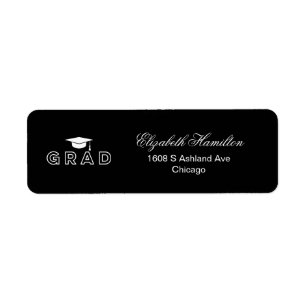 Etiqueta Capa de Graduação Preto e Branco Elegante Graduado
