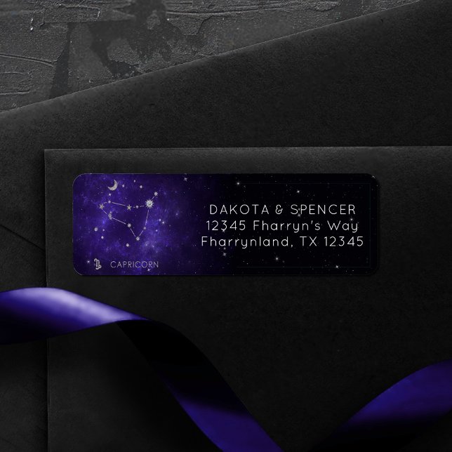 Etiqueta Capricórnio Roxo | Astrologia Horóscopo (Criador carregado)