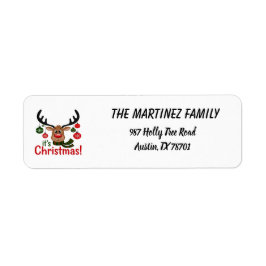 Etiqueta Cara de Rena Fofa c/ Enfeites - É Natal!